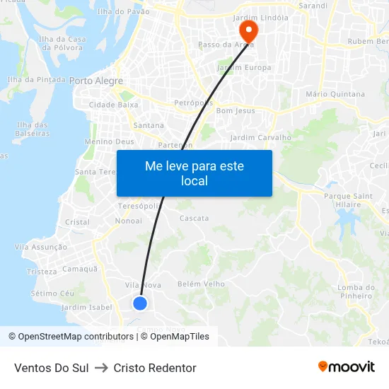 Ventos Do Sul to Cristo Redentor map