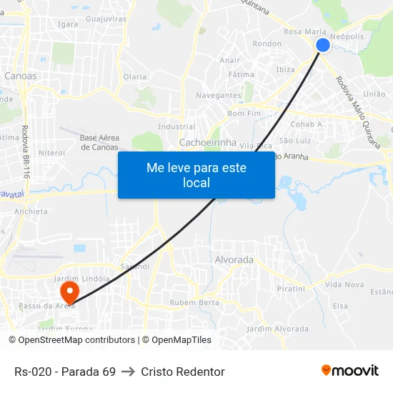 Rs-020 - Parada 69 to Cristo Redentor map
