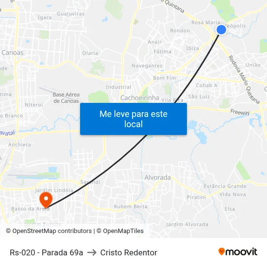 Rs-020 - Parada 69a to Cristo Redentor map