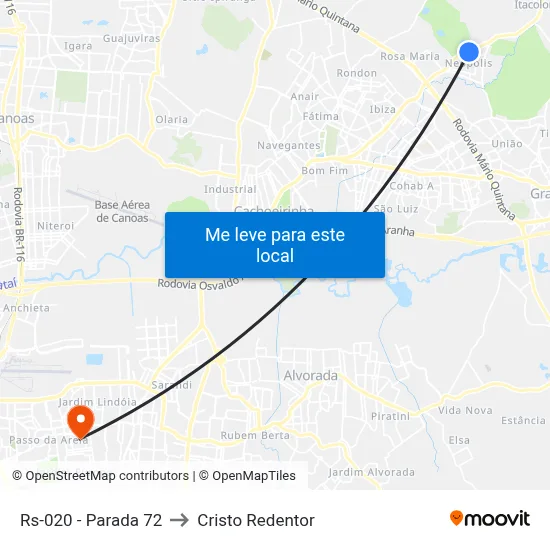 Rs-020 - Parada 72 to Cristo Redentor map