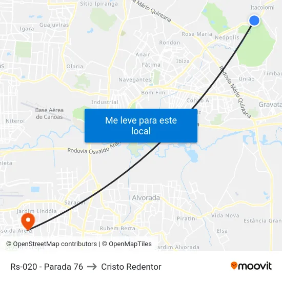 Rs-020 - Parada 76 to Cristo Redentor map