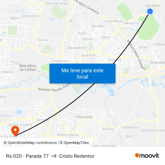 Rs-020 - Parada 77 to Cristo Redentor map