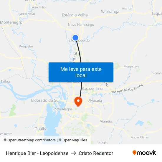 Henrique Bier - Leopoldense to Cristo Redentor map
