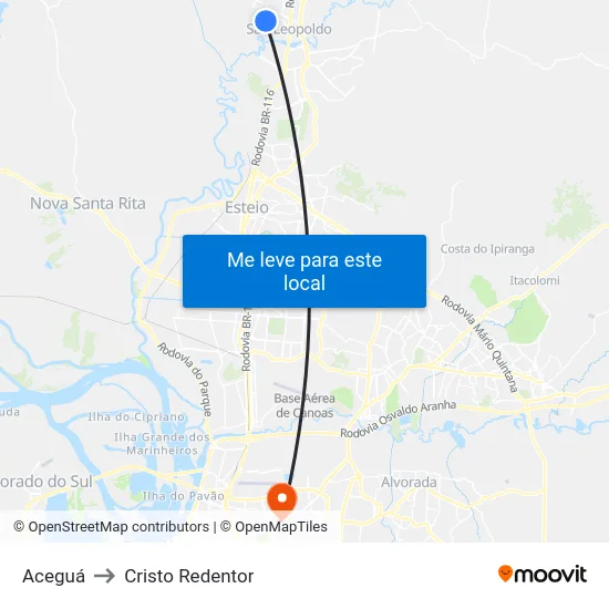 Aceguá to Cristo Redentor map