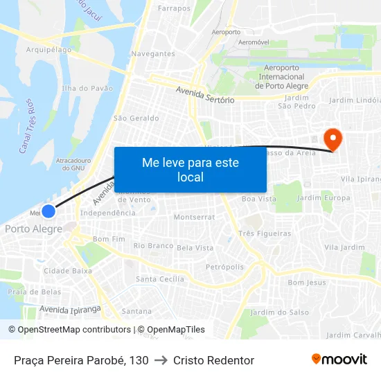 Praça Pereira Parobé, 130 to Cristo Redentor map