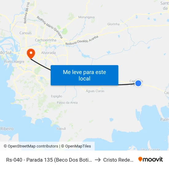 Rs-040 - Parada 135 (Beco Dos Botinhas) to Cristo Redentor map