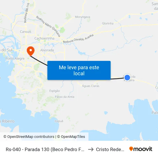Rs-040 - Parada 130 (Beco Pedro Felipe) to Cristo Redentor map