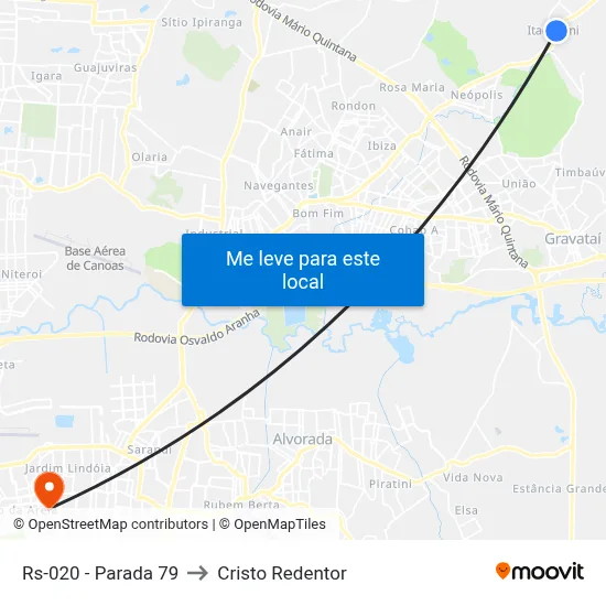 Rs-020 - Parada 79 to Cristo Redentor map