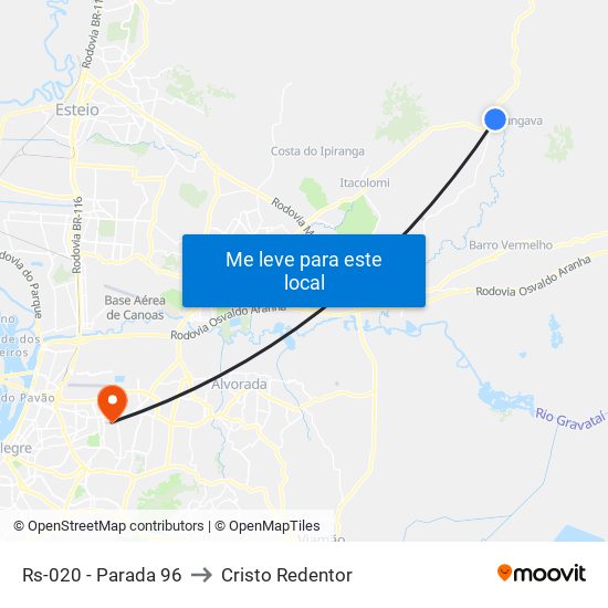 Rs-020 - Parada 96 to Cristo Redentor map