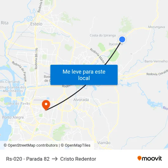 Rs-020 - Parada 82 to Cristo Redentor map