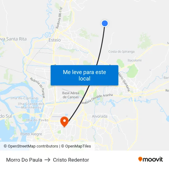 Morro Do Paula to Cristo Redentor map