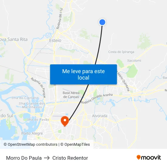 Morro Do Paula to Cristo Redentor map