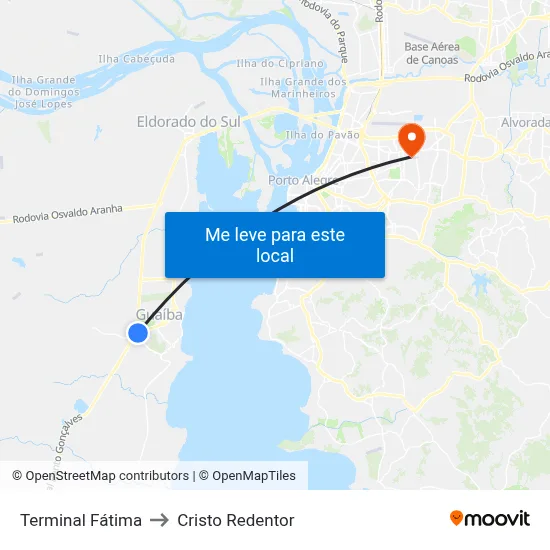 Terminal Fátima to Cristo Redentor map