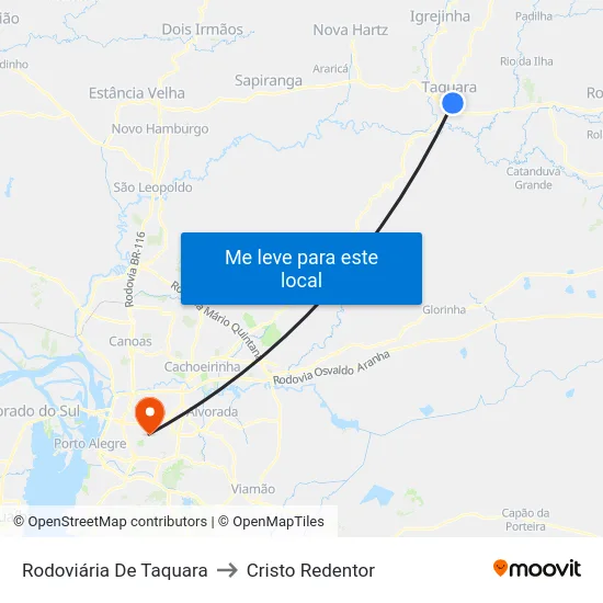 Rodoviária De Taquara to Cristo Redentor map