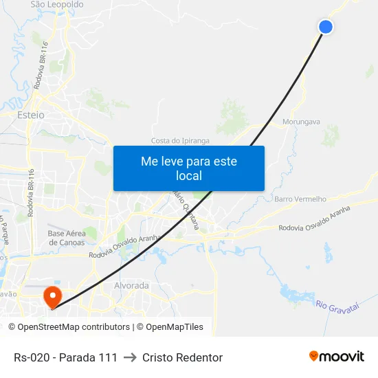 Rs-020 - Parada 111 to Cristo Redentor map