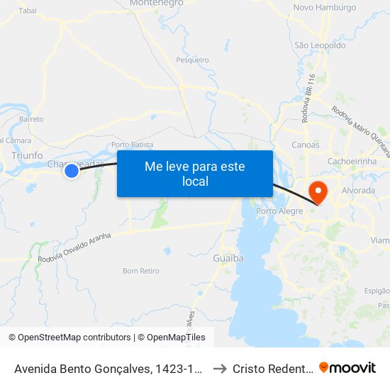 Avenida Bento Gonçalves, 1423-1503 to Cristo Redentor map