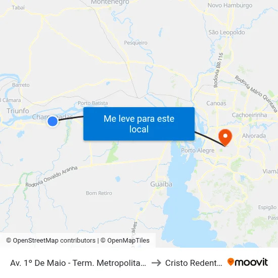 Av. 1º De Maio - Term. Metropolitano to Cristo Redentor map