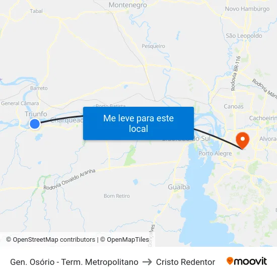 Gen. Osório - Term. Metropolitano to Cristo Redentor map
