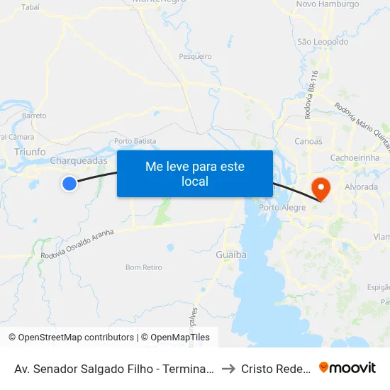 Av. Senador Salgado Filho - Terminal Cohab to Cristo Redentor map