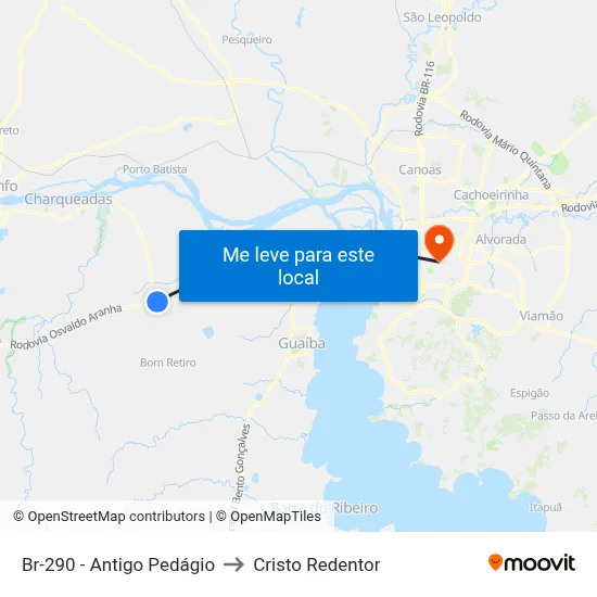 Br-290 - Antigo Pedágio to Cristo Redentor map