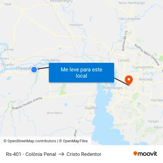 Rs-401 - Colônia Penal to Cristo Redentor map