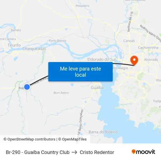Br-290  - Guaíba Country Club to Cristo Redentor map