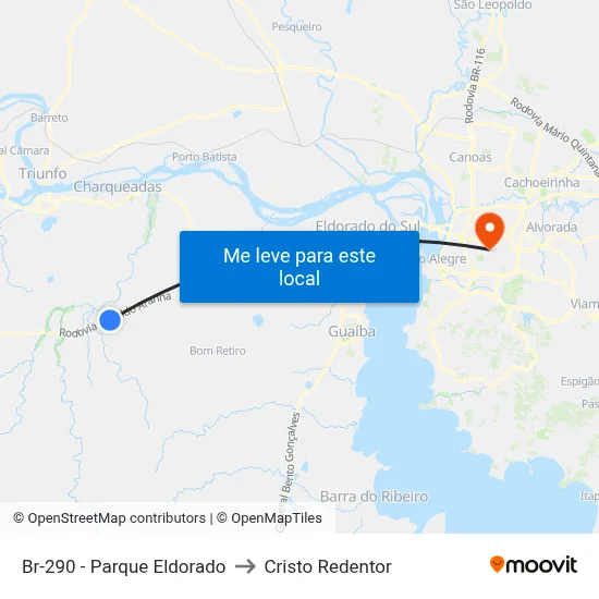 Br-290 - Parque Eldorado to Cristo Redentor map
