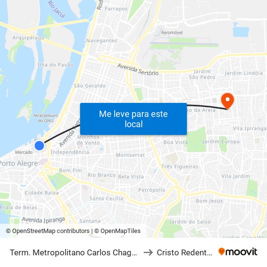 Term. Metropolitano Carlos Chagas to Cristo Redentor map