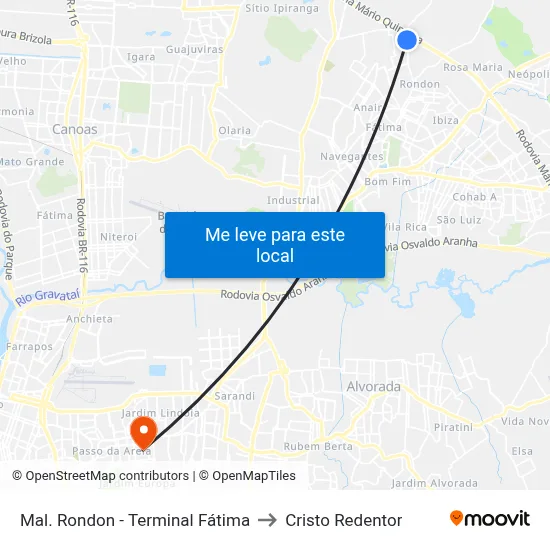 Mal. Rondon - Terminal Fátima to Cristo Redentor map