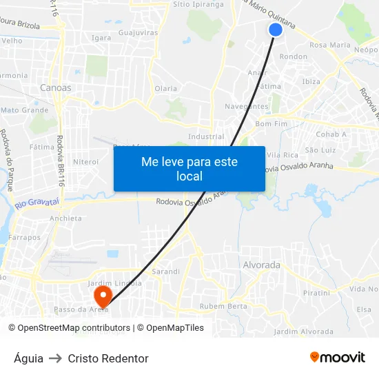 Águia to Cristo Redentor map