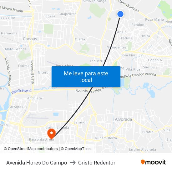 Avenida Flores Do Campo to Cristo Redentor map