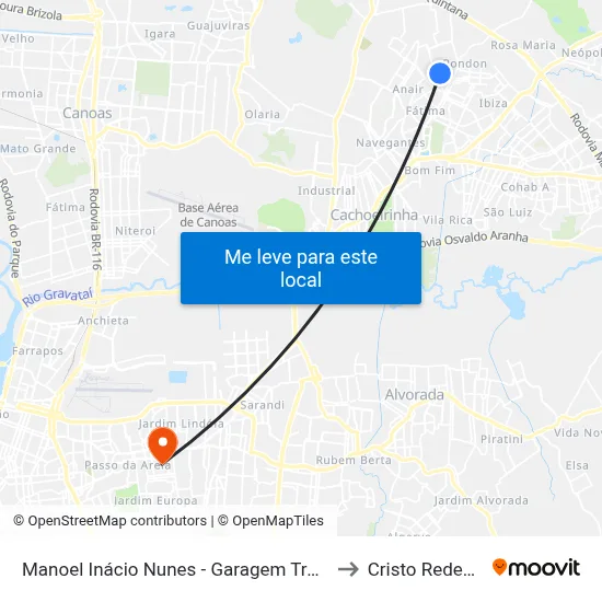 Manoel Inácio Nunes - Garagem Transcal to Cristo Redentor map