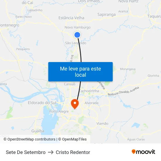 Sete De Setembro to Cristo Redentor map