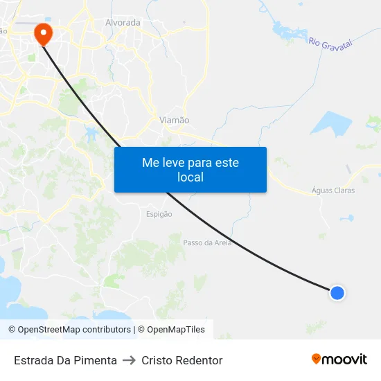 Estrada Da Pimenta to Cristo Redentor map