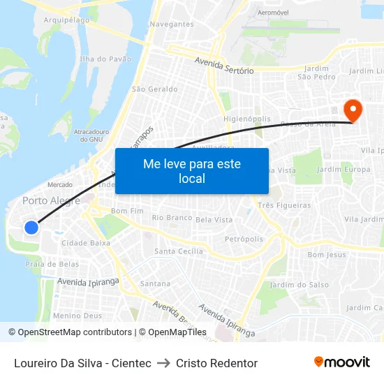 Loureiro Da Silva - Cientec to Cristo Redentor map