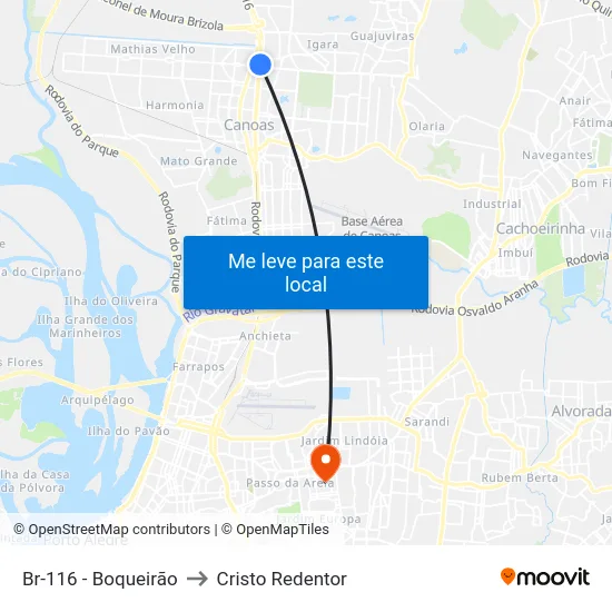 Br-116 - Boqueirão to Cristo Redentor map