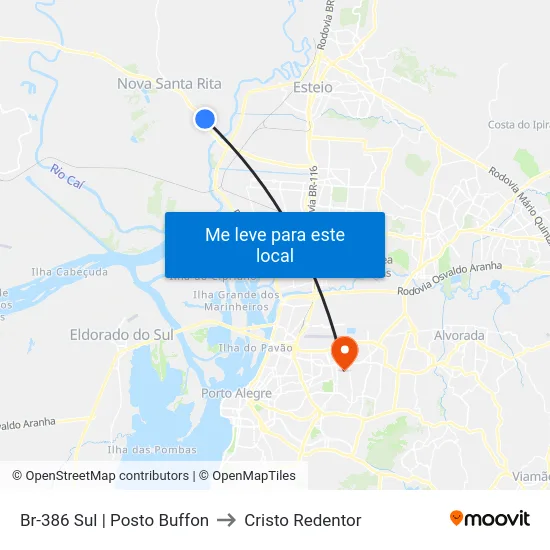 Br-386 Sul | Posto Buffon to Cristo Redentor map