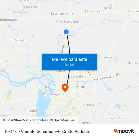 Br-116 - Viaduto Scharlau to Cristo Redentor map