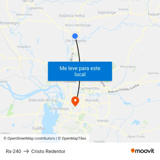Rs-240 to Cristo Redentor map