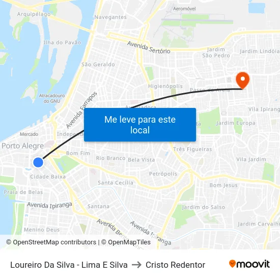 Loureiro Da Silva - Lima E Silva to Cristo Redentor map