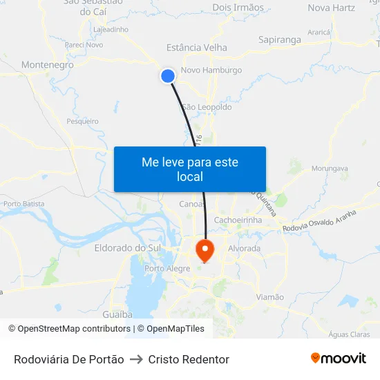 Rodoviária De Portão to Cristo Redentor map