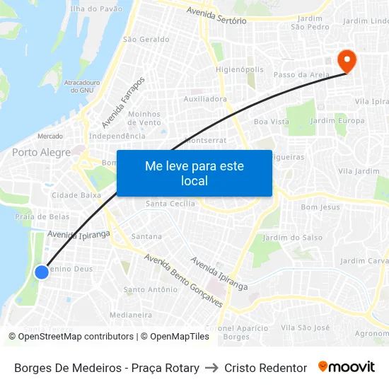 Borges De Medeiros - Praça Rotary to Cristo Redentor map