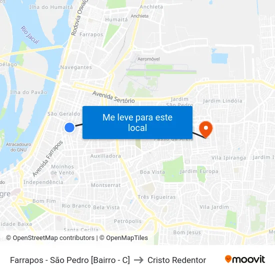 Farrapos - São Pedro [Bairro - C] to Cristo Redentor map