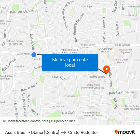 Assis Brasil - Obirici [Centro] to Cristo Redentor map