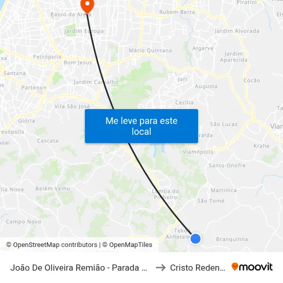 João De Oliveira Remião - Parada 24-A to Cristo Redentor map