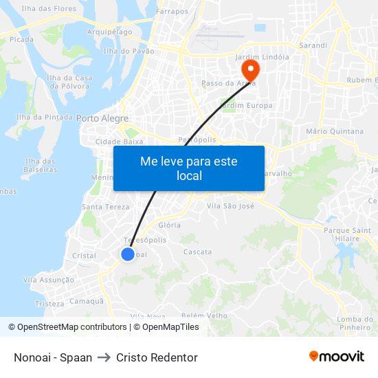 Nonoai - Spaan to Cristo Redentor map