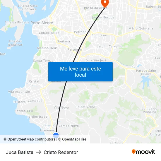 Juca Batista to Cristo Redentor map