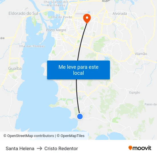 Santa Helena to Cristo Redentor map