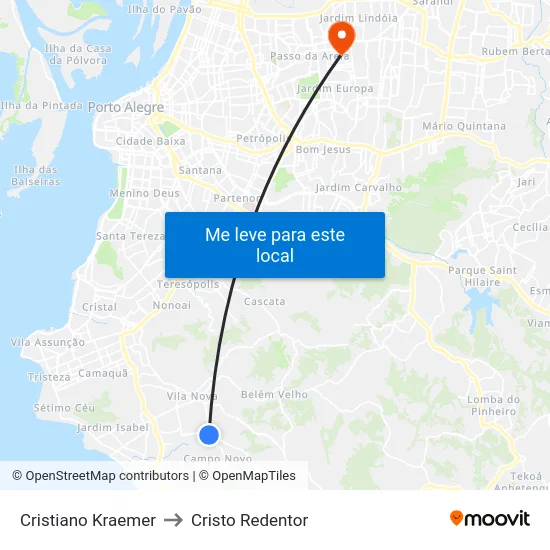 Cristiano Kraemer to Cristo Redentor map