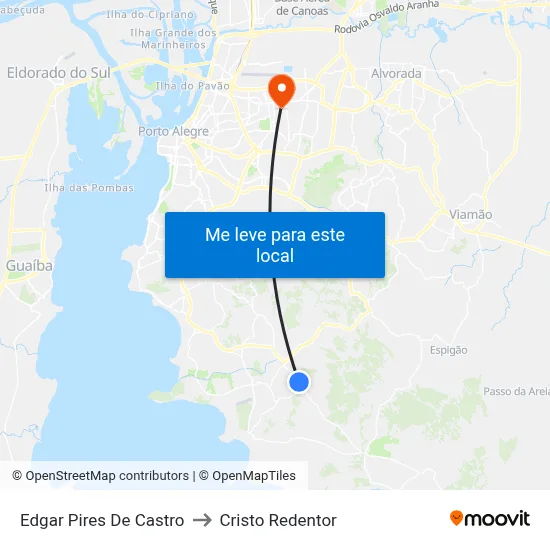Edgar Pires De Castro to Cristo Redentor map